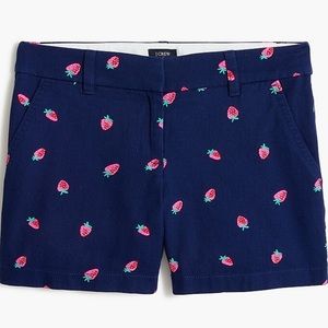 J. Crew Navy Shorts with Pink Strawberry Print